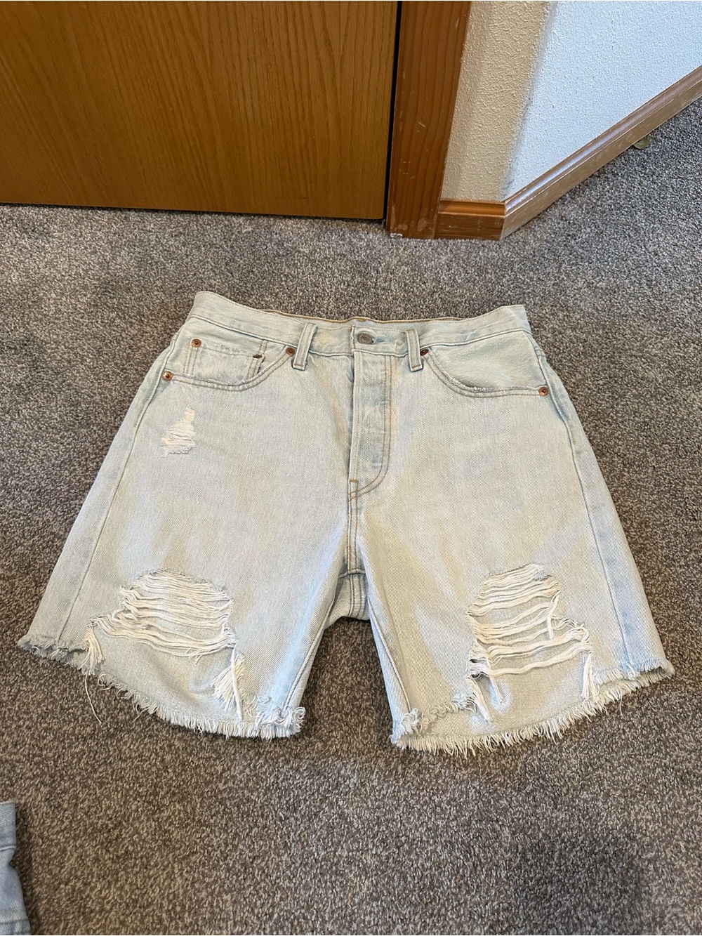 Levi's Light Blue Distressed Jean Shorts